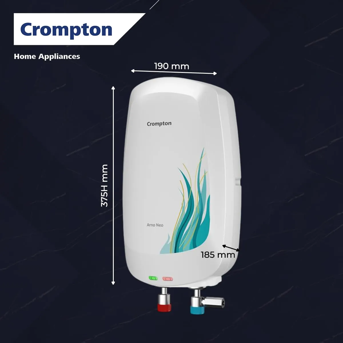 Crompton Arno Neo 3 Litres instant water heater (Geyser) with 3 Level Advance Safety and Food grade technology|Rust proof Body | 5 years tank warranty | 2 years element warranty