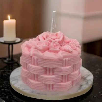 SS ENTERPRISE Decorative Large Rose Scented Candle | Diwali Rose Basket Candle | SOYA Wax | Scented Candle