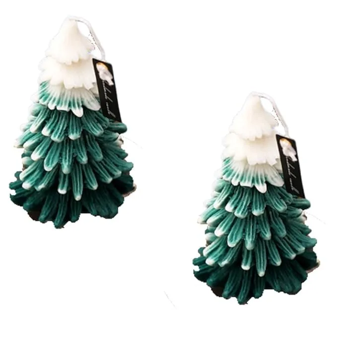 SS Enterprise Organic Soy Wax Christmas Tree Piller Candle for Decor | Christmas Tree Shaped Scented Aromatic Fragrance Candles | Smoke-Free Candle | Xmas Decoration Accessories