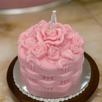 SS ENTERPRISE Decorative Large Rose Scented Candle | Diwali Rose Basket Candle | SOYA Wax | Scented Candle