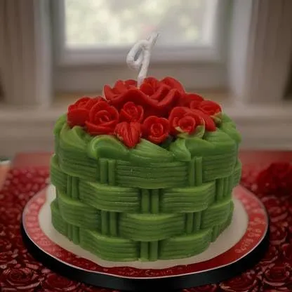 SS ENTERPRISE Decorative Large Rose Scented Candle | Diwali Rose Basket Candle | SOYA Wax | Scented Candle