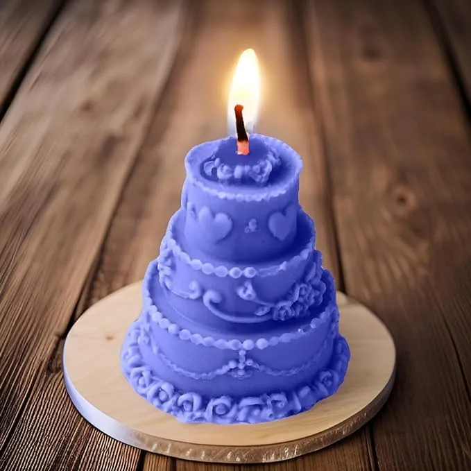 SS Enterprise Organic Soy Wax Cake Shape Designer Candle for Decoration | Scented Aromatic Fragrance Candles | Smoke-Free Cake Candle | Birthday Candle