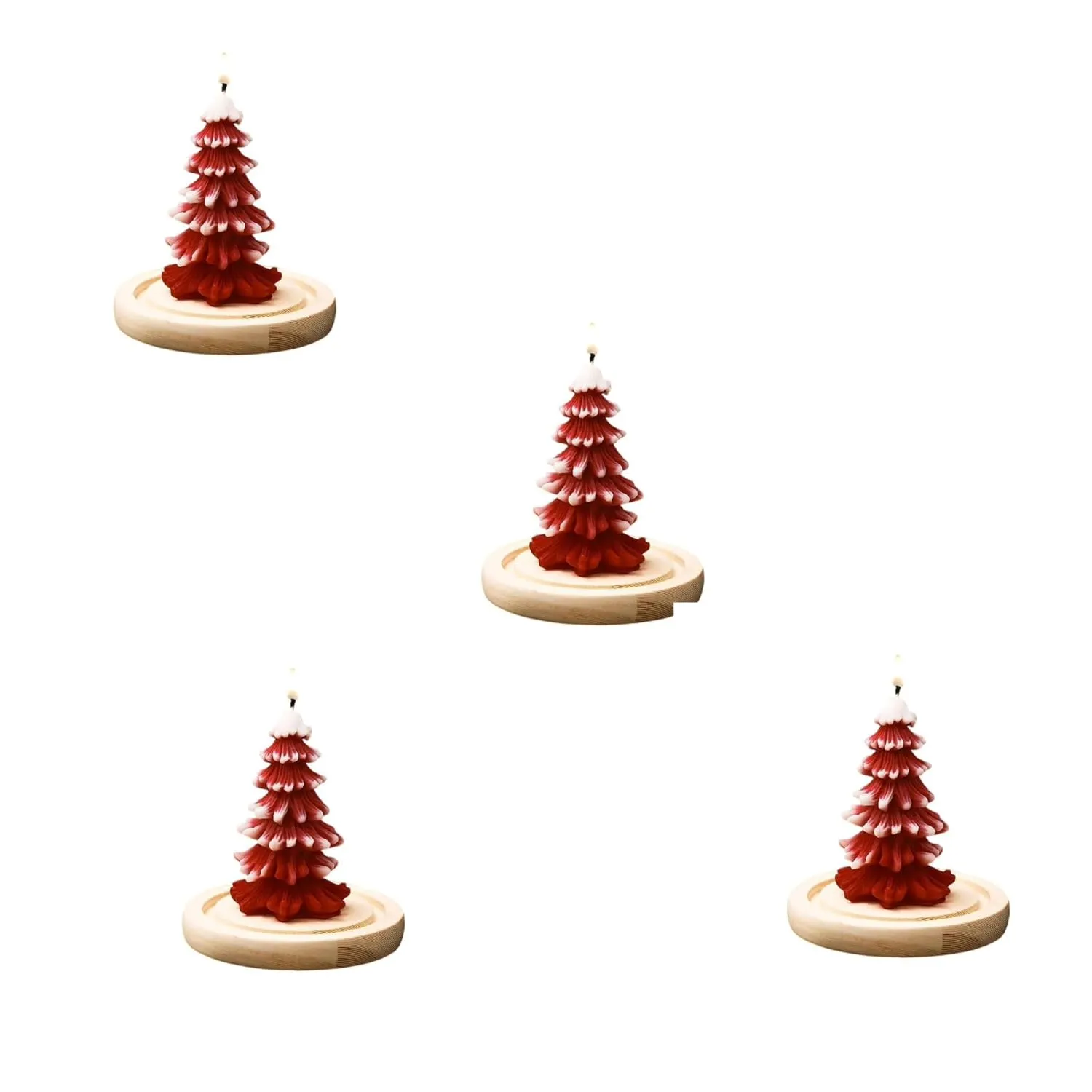 SS Enterprise Organic Soy Wax Christmas Tree Pillar Candles for Decor, Scented Aromatic Fragrance Candles, Smoke-Free, Xmas Decoration Accessories, (Pack Of 4)