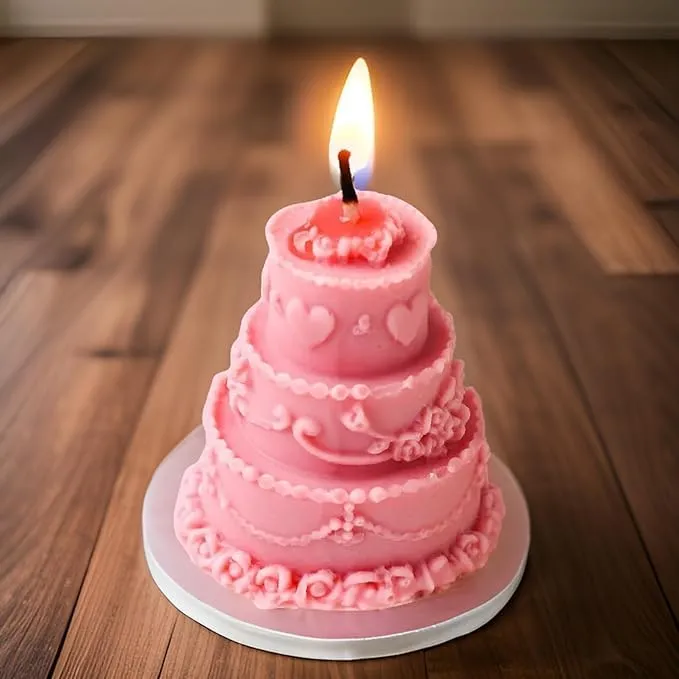SS Enterprise Organic Soy Wax Cake Shape Designer Candle for Decoration | Scented Aromatic Fragrance Candles | Smoke-Free Cake Candle | Birthday Candle