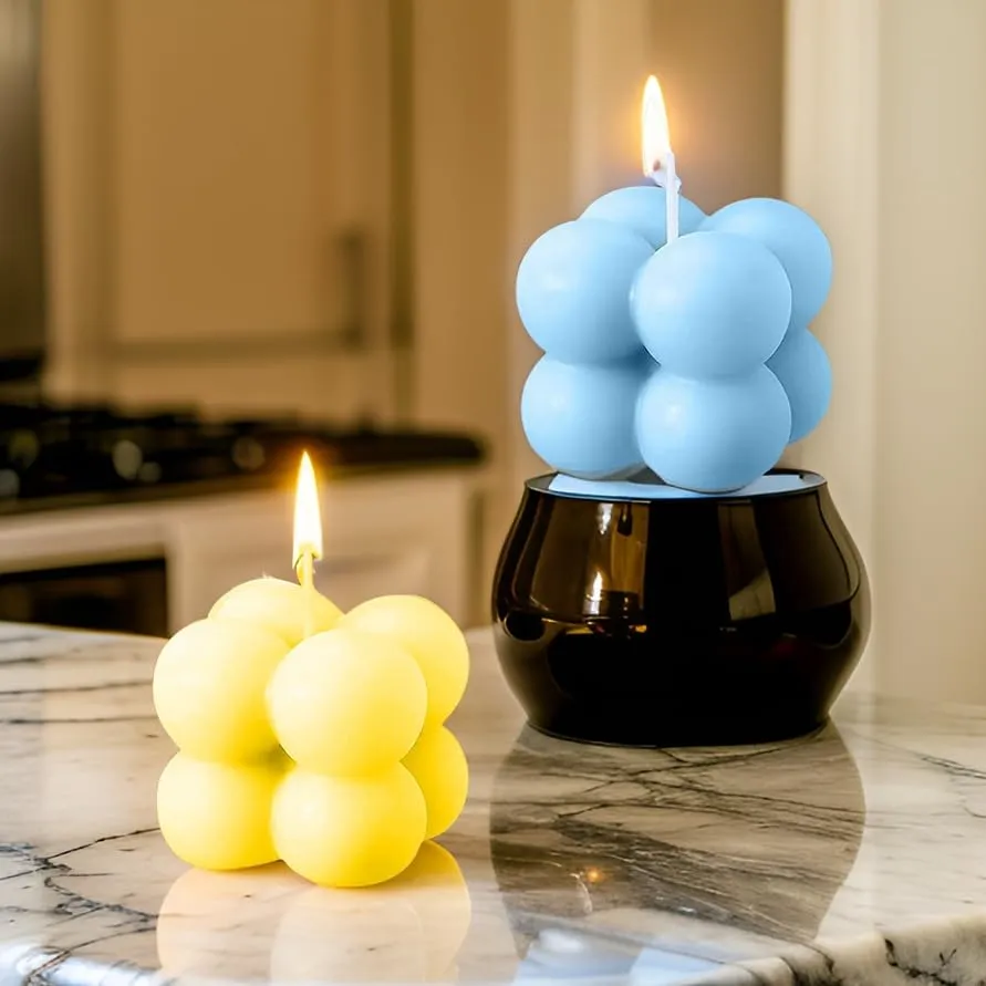 SS Enterprise Organic Soy Wax Bubble Candle for Home Decor | Scented Aromatic Fragrance Candles | Smoke-Free Pillar Candle