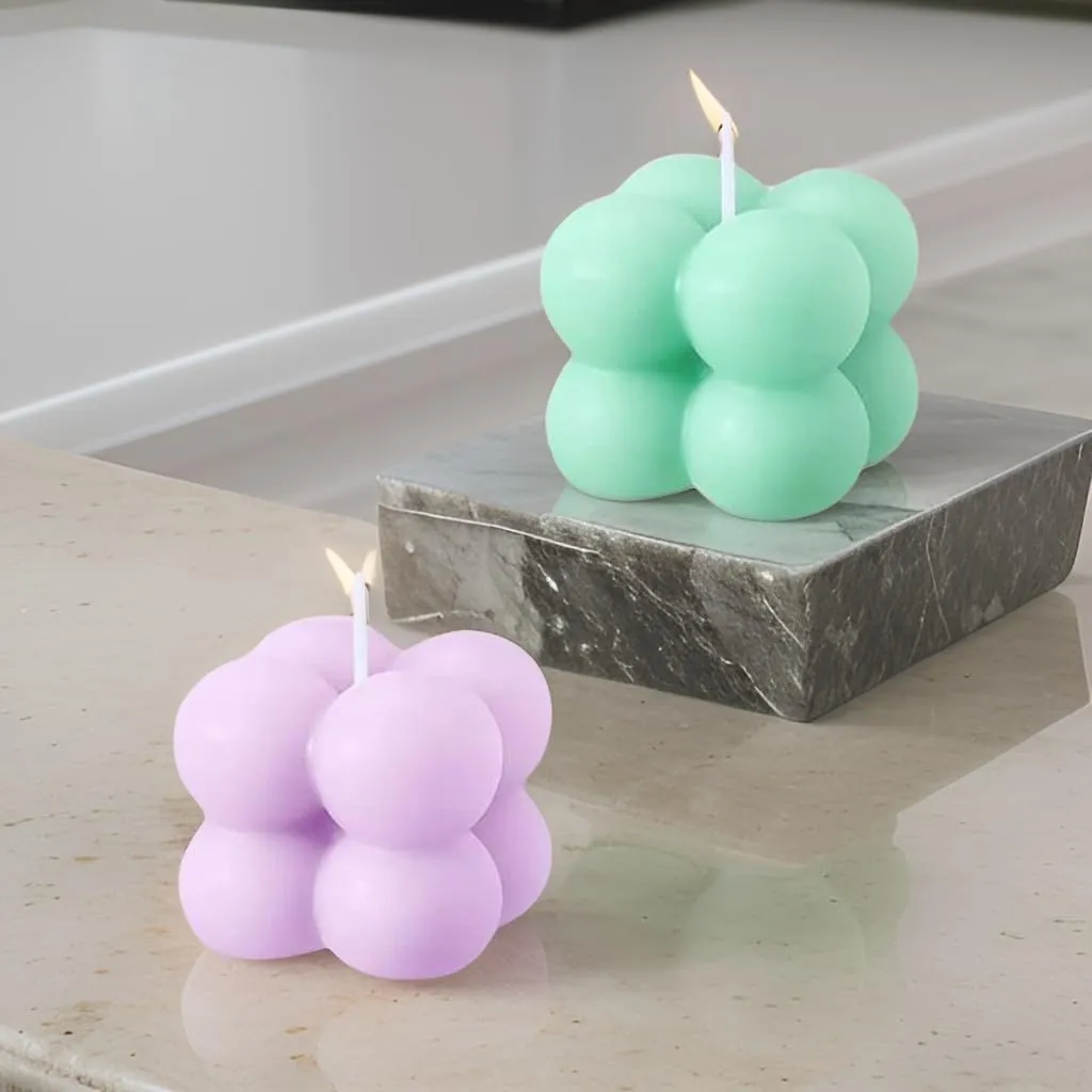 SS Enterprise Organic Soy Wax Bubble Candle for Home Decor | Scented Aromatic Fragrance Candles | Smoke-Free Pillar Candle