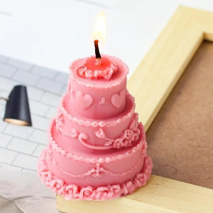 SS Enterprise Organic Soy Wax Cake Shape Designer Candle for Decoration | Scented Aromatic Fragrance Candles | Smoke-Free Cake Candle | Birthday Candle
