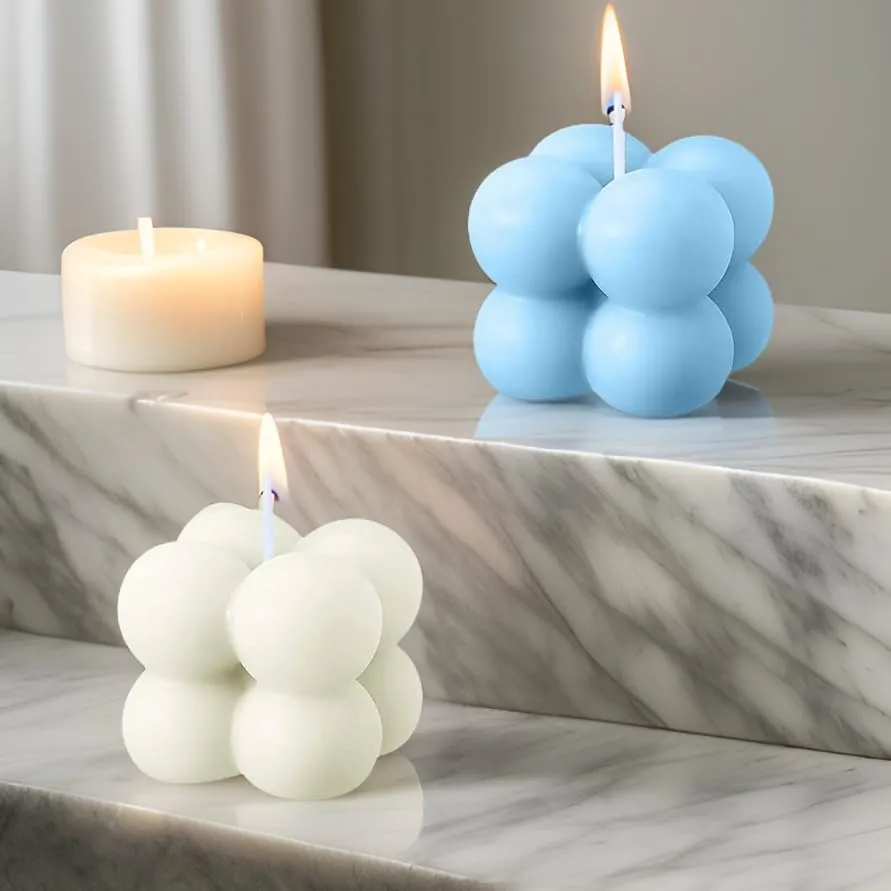 SS Enterprise Organic Soy Wax Bubble Candle for Home Decor | Scented Aromatic Fragrance Candles | Smoke-Free Pillar Candle