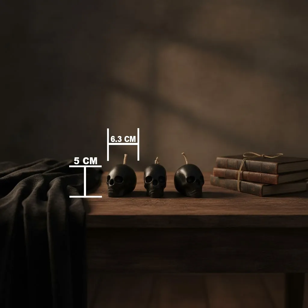 Gothic Skull Decorative Candles Set of 3 Black | Halloween Home Decor | Spooky Candle Set for Party & Table Decoration | Unique Horror Theme Gifts for Goth Lovers