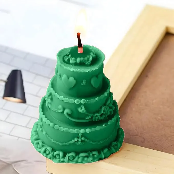 SS Enterprise Organic Soy Wax Cake Shape Designer Candle for Decoration | Scented Aromatic Fragrance Candles | Smoke-Free Cake Candle | Birthday Candle