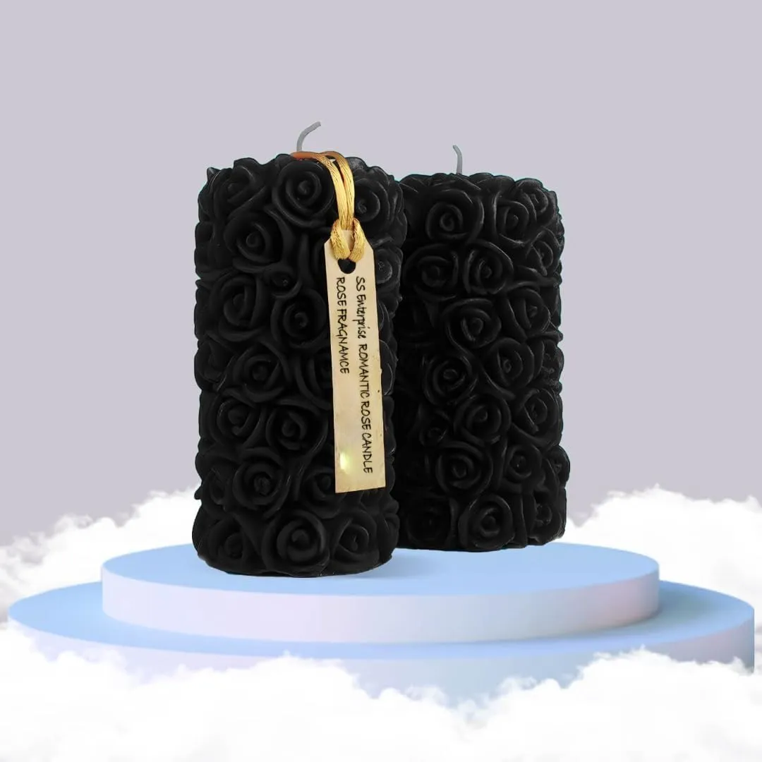 Rose Shaped Fragrance Candles for Home Decor, Smoke-Free, Romantic Night Pillar Candles, Pack of 2 Candle