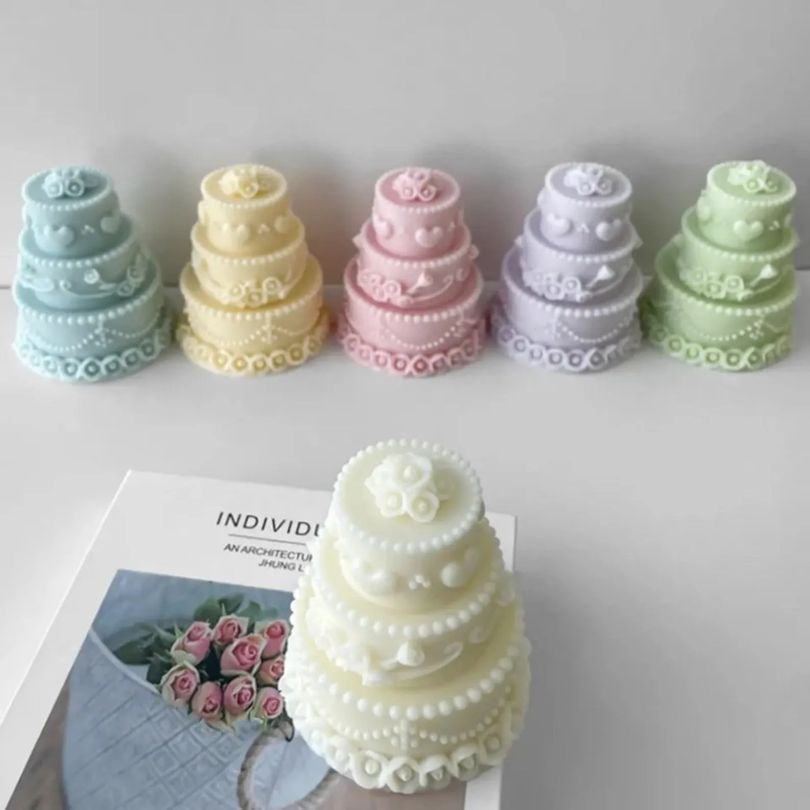 SS Enterprise Organic Soy Wax Cake Shape Designer Candle for Decoration | Scented Aromatic Fragrance Candles | Smoke-Free Cake| Birthday Candle