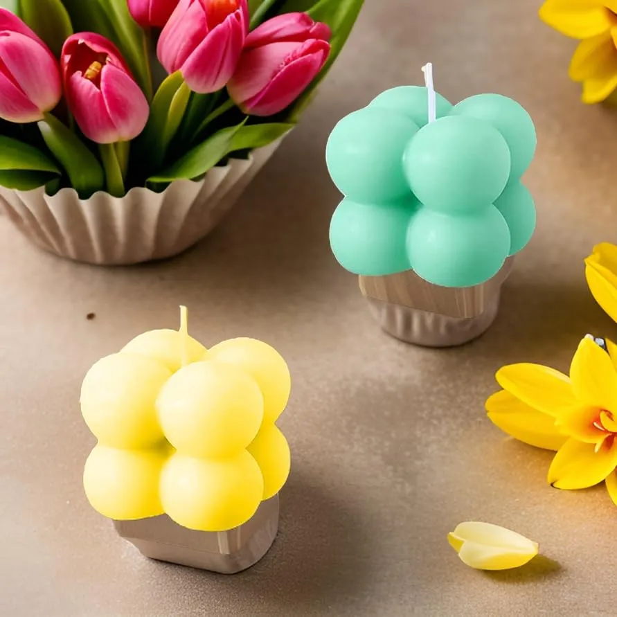 SS Enterprise Organic Soy Wax Bubble Candle for Home Decor | Scented Aromatic Fragrance Candles | Smoke-Free Pillar Candle