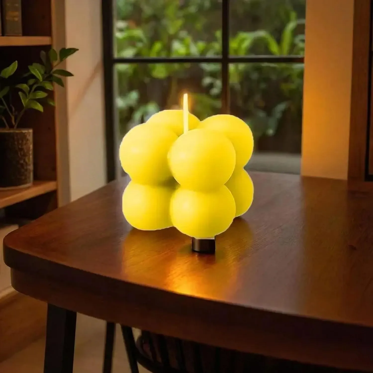 SS Enterprise Organic Soy Wax Bubble Candle for Home Decor, Scented Aromatic Fragrance Candle, Smoke-Free Pillar Candle, 1 pc, Yellow