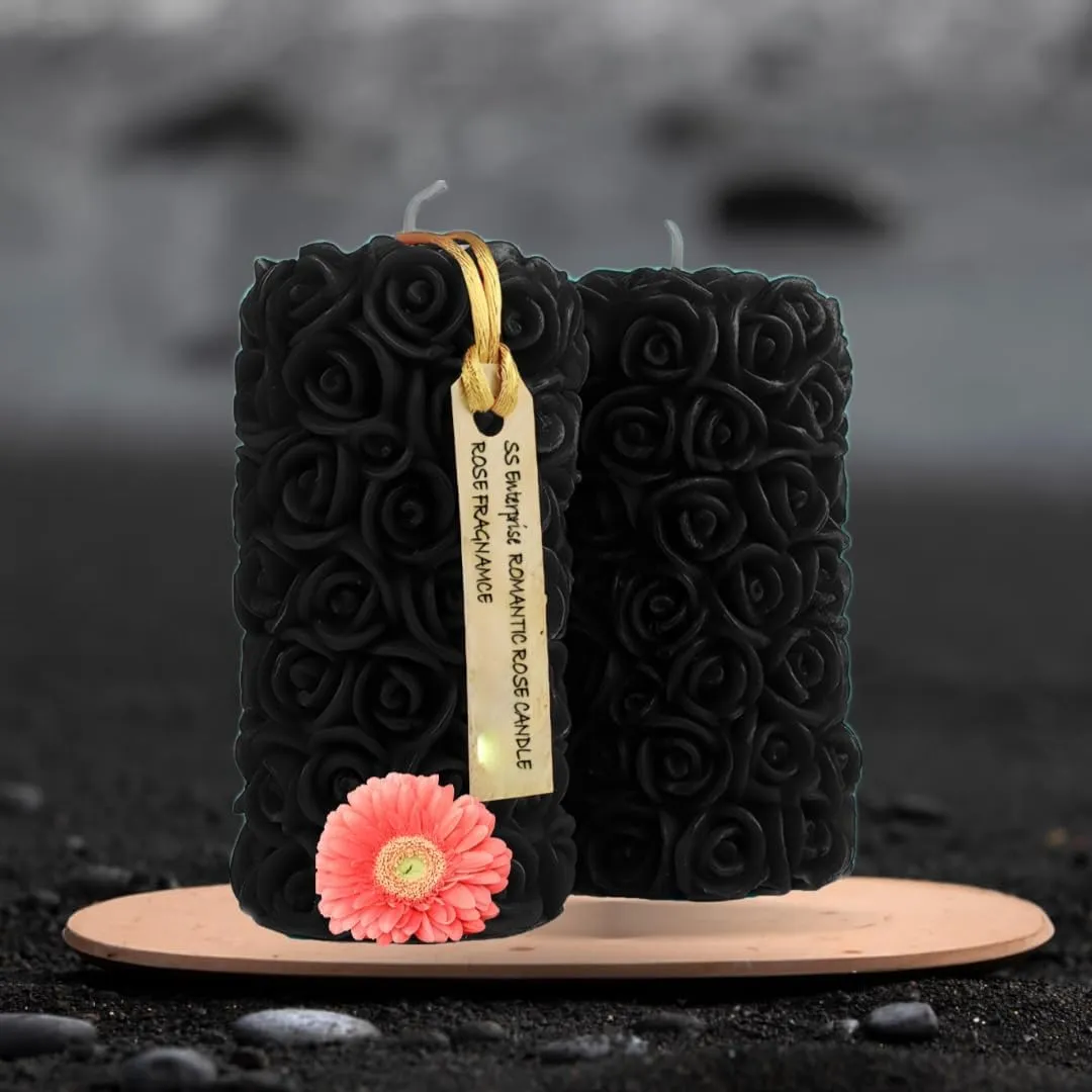Rose Shaped Fragrance Candles for Home Decor, Smoke-Free, Romantic Night Pillar Candles, Pack of 2 Candle