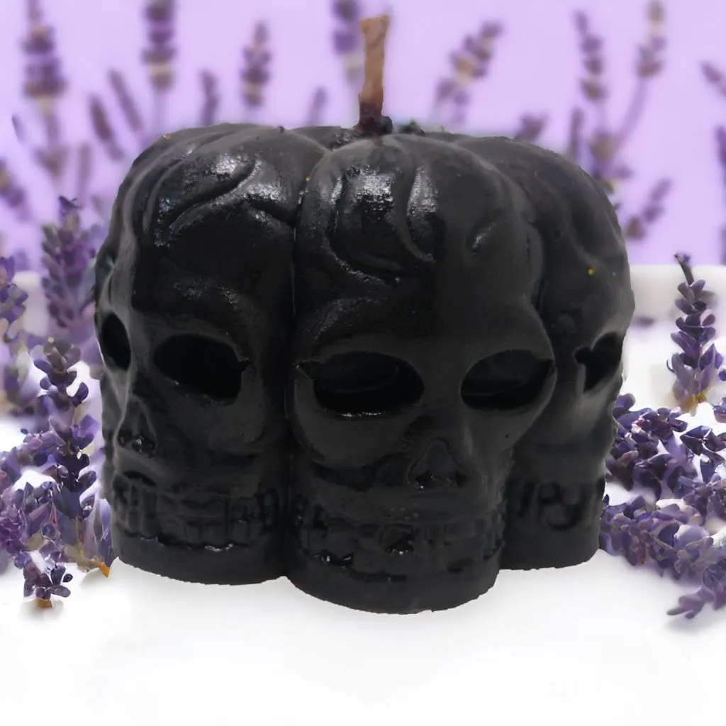 Gothic Skull Decorative Candles Set of 3 Black | Halloween Home Decor | Spooky Candle Set for Party & Table Decoration | Unique Horror Theme Gifts for Goth Lovers