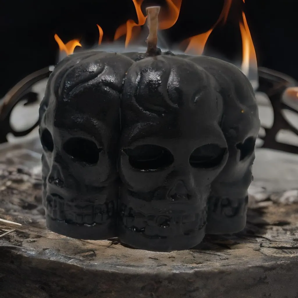 Gothic Skull Decorative Candles Set of 3 Black | Halloween Home Decor | Spooky Candle Set for Party & Table Decoration | Unique Horror Theme Gifts for Goth Lovers
