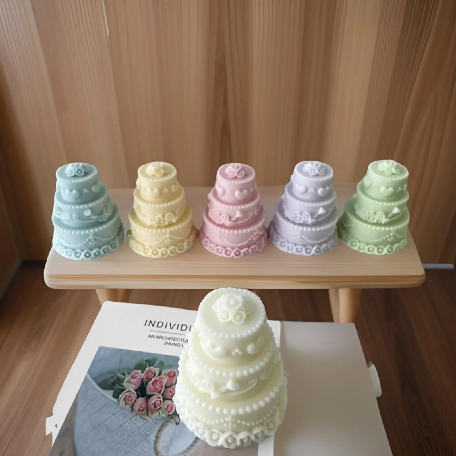 SS Enterprise Organic Soy Wax Cake Shape Designer Candle for Decoration | Scented Aromatic Fragrance Candles | Smoke-Free Cake| Birthday Candle