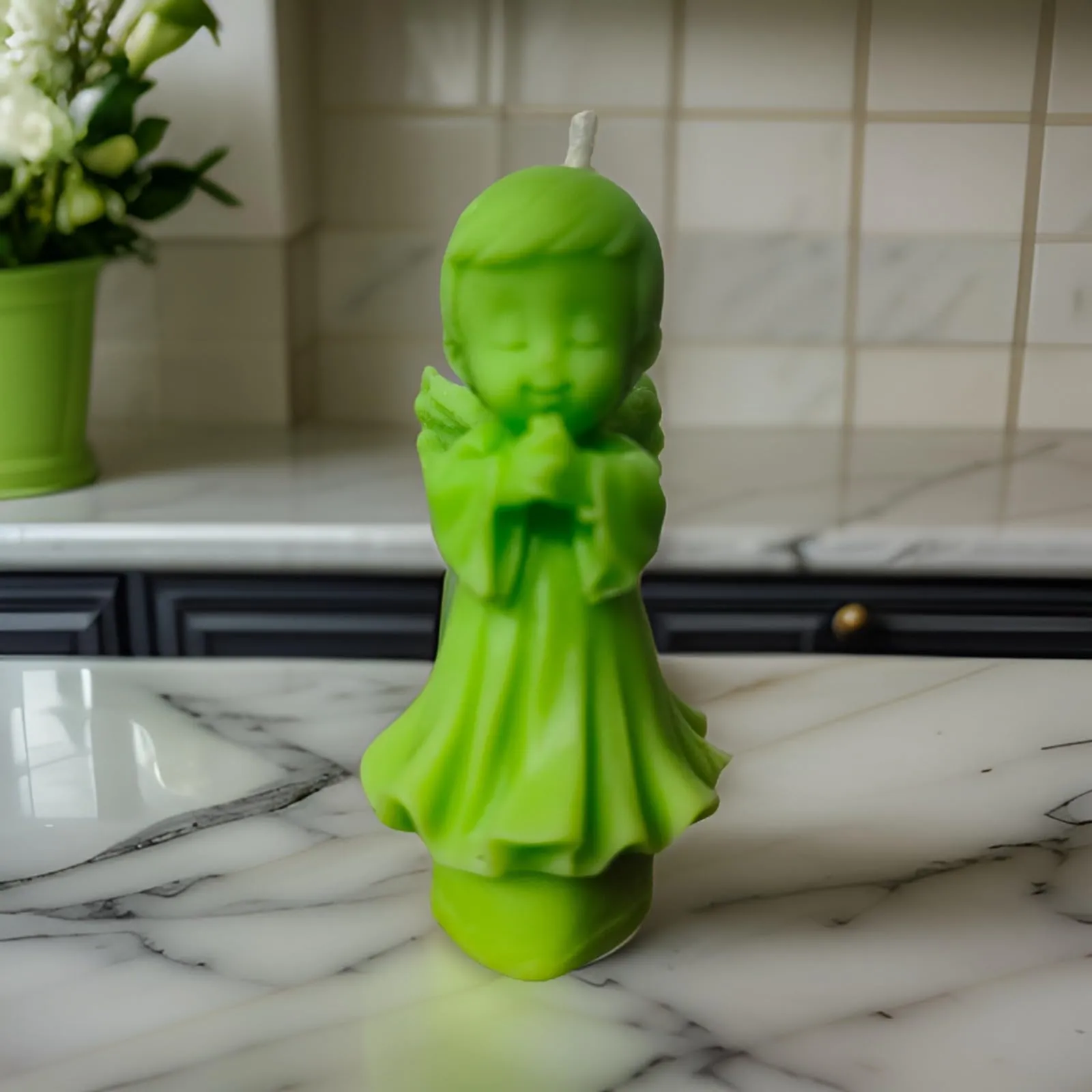 SS Enterprise Organic Soy Wax Angel Candle, Romantic Night, Home Decor Candle, giftable | Smoke-Free Pillar| Set of 1 |