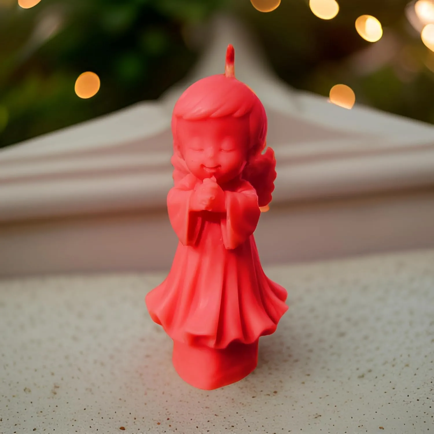 SS Enterprise Angel Candle, Romantic Night Home Decor, Red, Hand Painted, Christmas Ornament, Wedding Favour, Set of 1