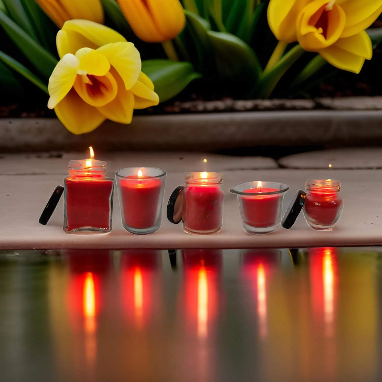 SS Enterprise Organic SOYA Wax Candles for Home Decor, Diwali, Valentine's Day, 44 Hours Burn Time, Set of 5, Stainless Steel Jars