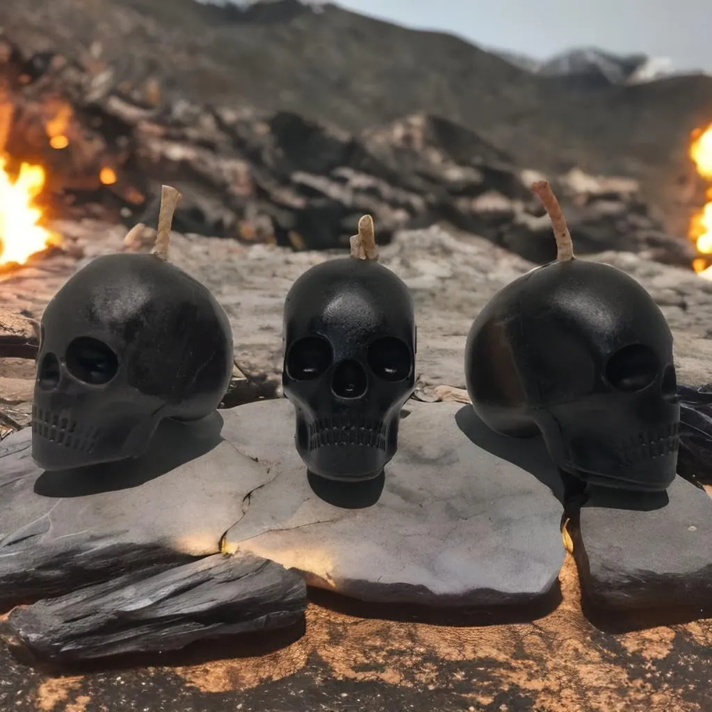 Gothic Skull Decorative Candles Set of 3 Black | Halloween Home Decor | Spooky Candle Set for Party & Table Decoration | Unique Horror Theme Gifts for Goth Lovers