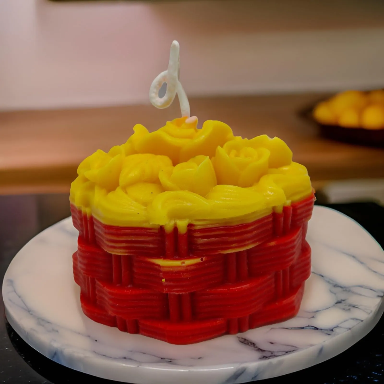 SS ENTERPRISE Decorative Large Rose Scented Candle | Diwali Rose Basket Candle | SOYA Wax | Scented Candle