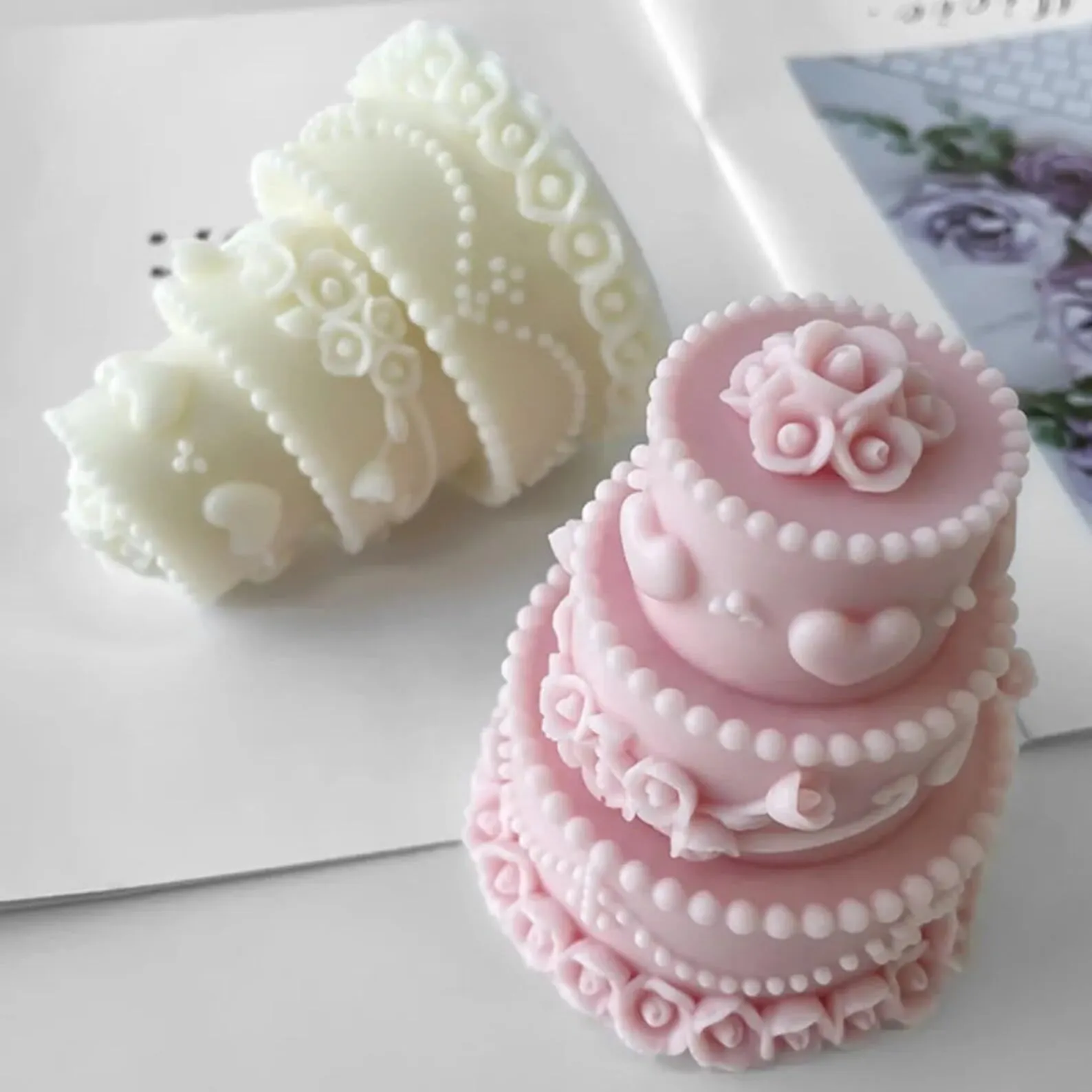 SS Enterprise Organic Soy Wax Cake Shape Designer Candle for Decoration | Scented Aromatic Fragrance Candles | Smoke-Free Cake| Birthday Candle