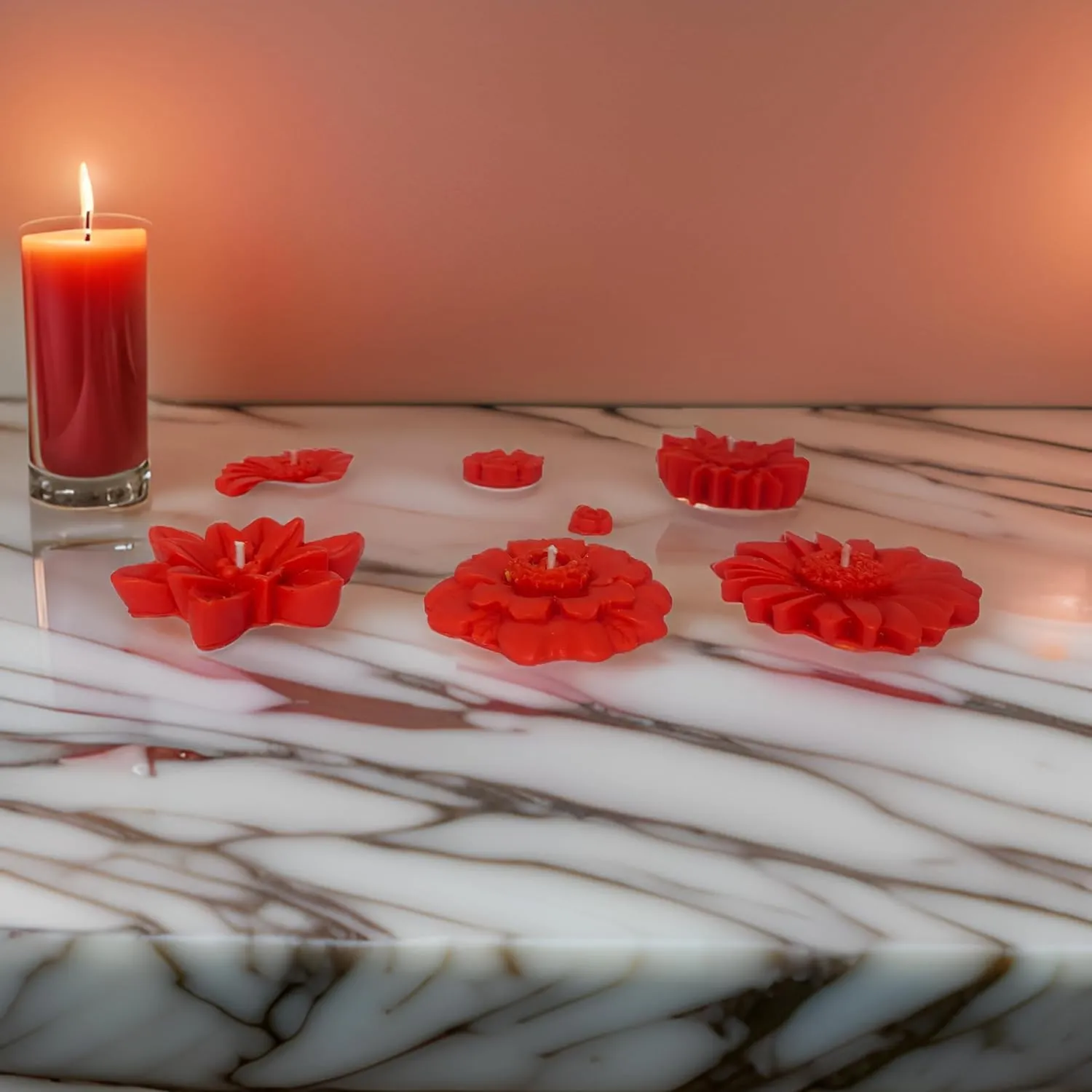 SS Enterprise Floating SOYA Wax Candle Set of 6, Organic Diwali Candles