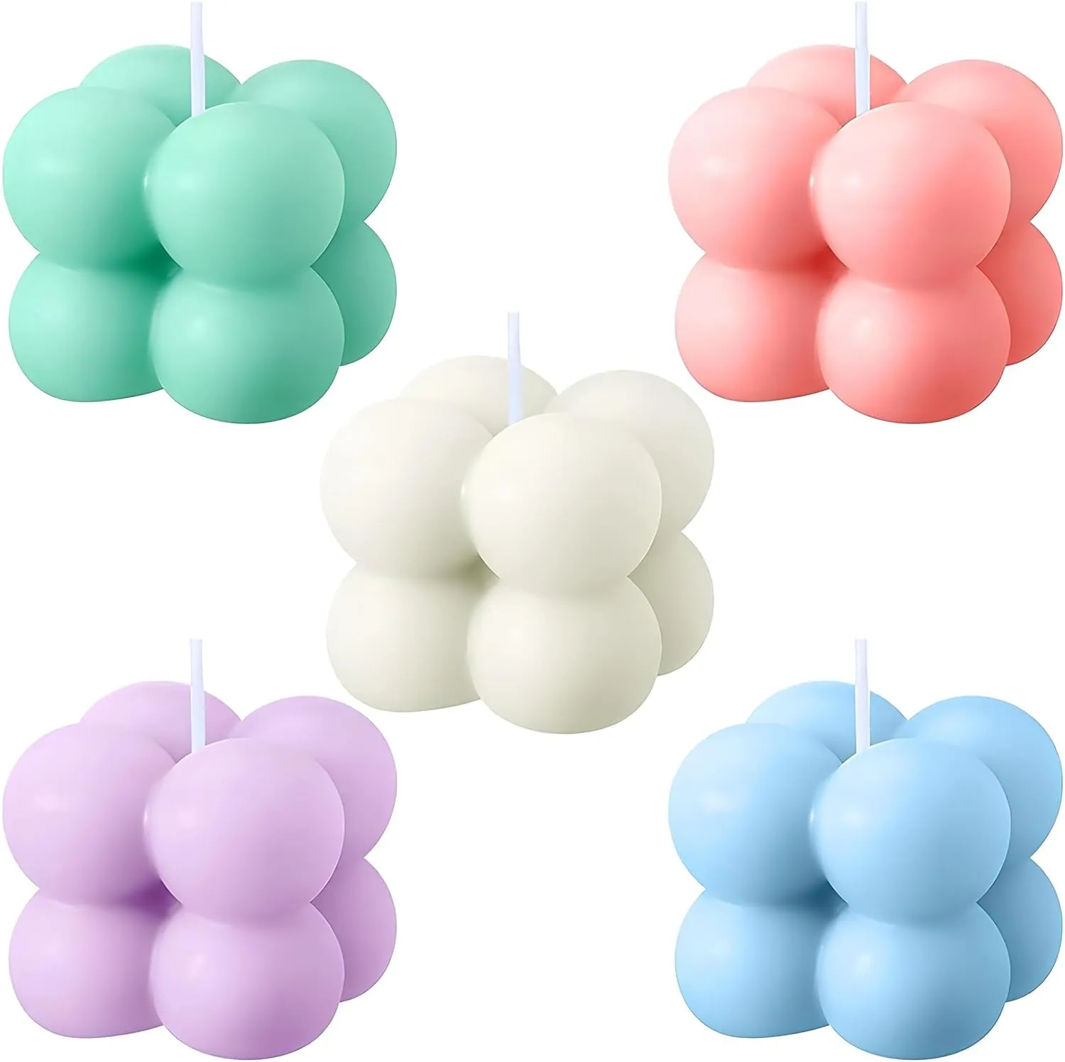 SS Enterprise Organic Soy Wax Bubble Candles for Home Decor, Scented Aromatic Fragrance, Smoke-Free Pillar Candles, Set of 5, Multi-Colour