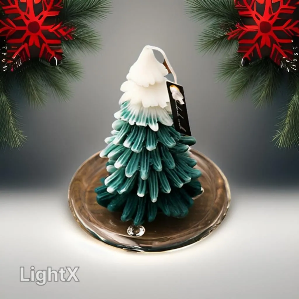 SS Enterprise Organic Soy Wax Christmas Tree Piller Candle for Decor | Christmas Tree Shaped Scented Aromatic Fragrance Candles | Smoke-Free Candle | Xmas Decoration Accessories
