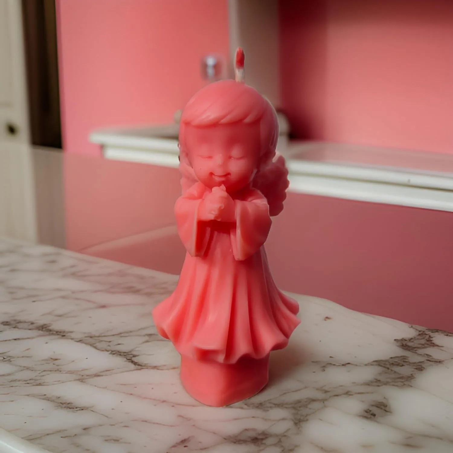 SS Enterprise Angel Candle, Romantic Night Home Decor, Red, Hand Painted, Christmas Ornament, Wedding Favour, Set of 1