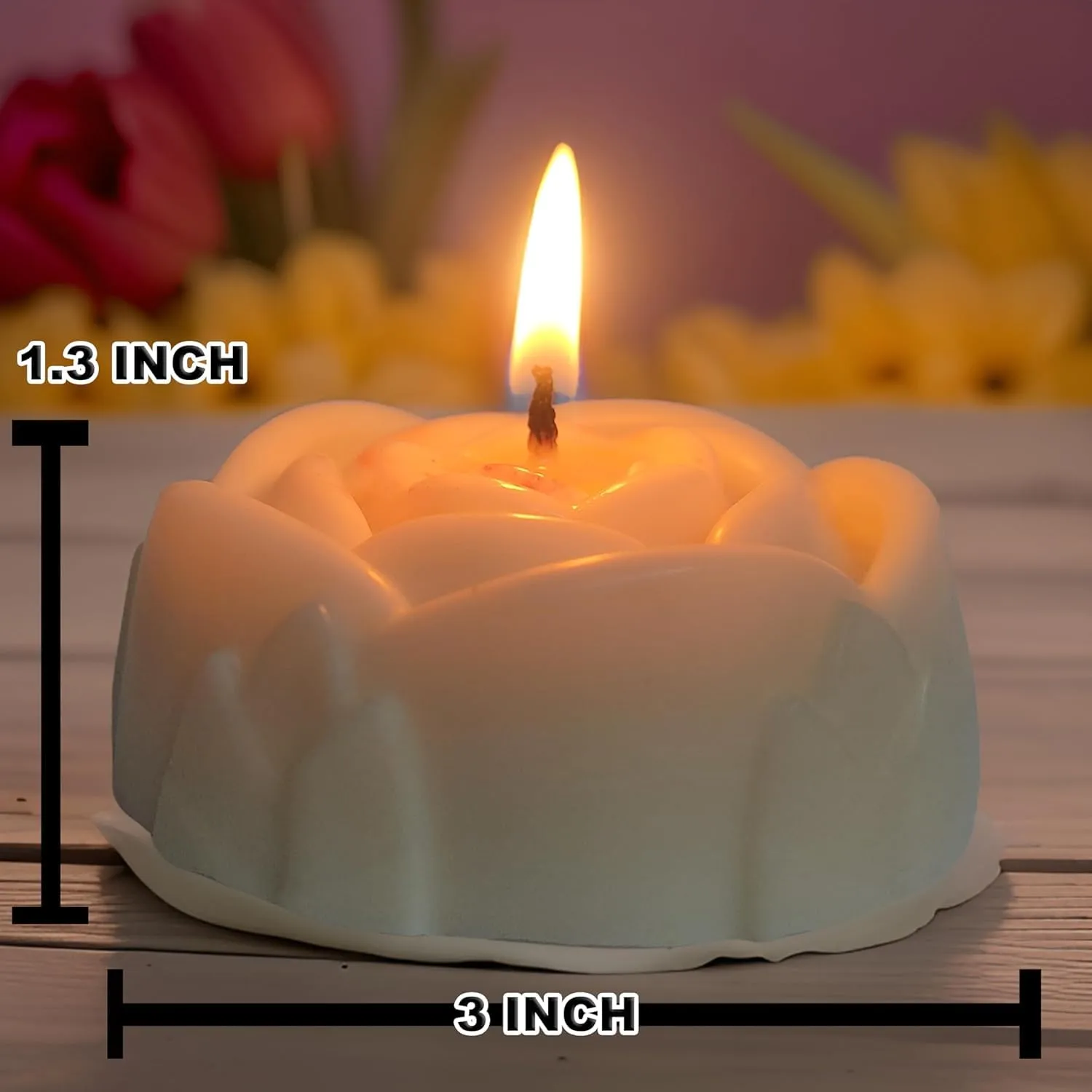 Rose Shaped Fragrance Candles for Home Decor, Smoke-Free, Romantic Night Pillar Candles, Pack of