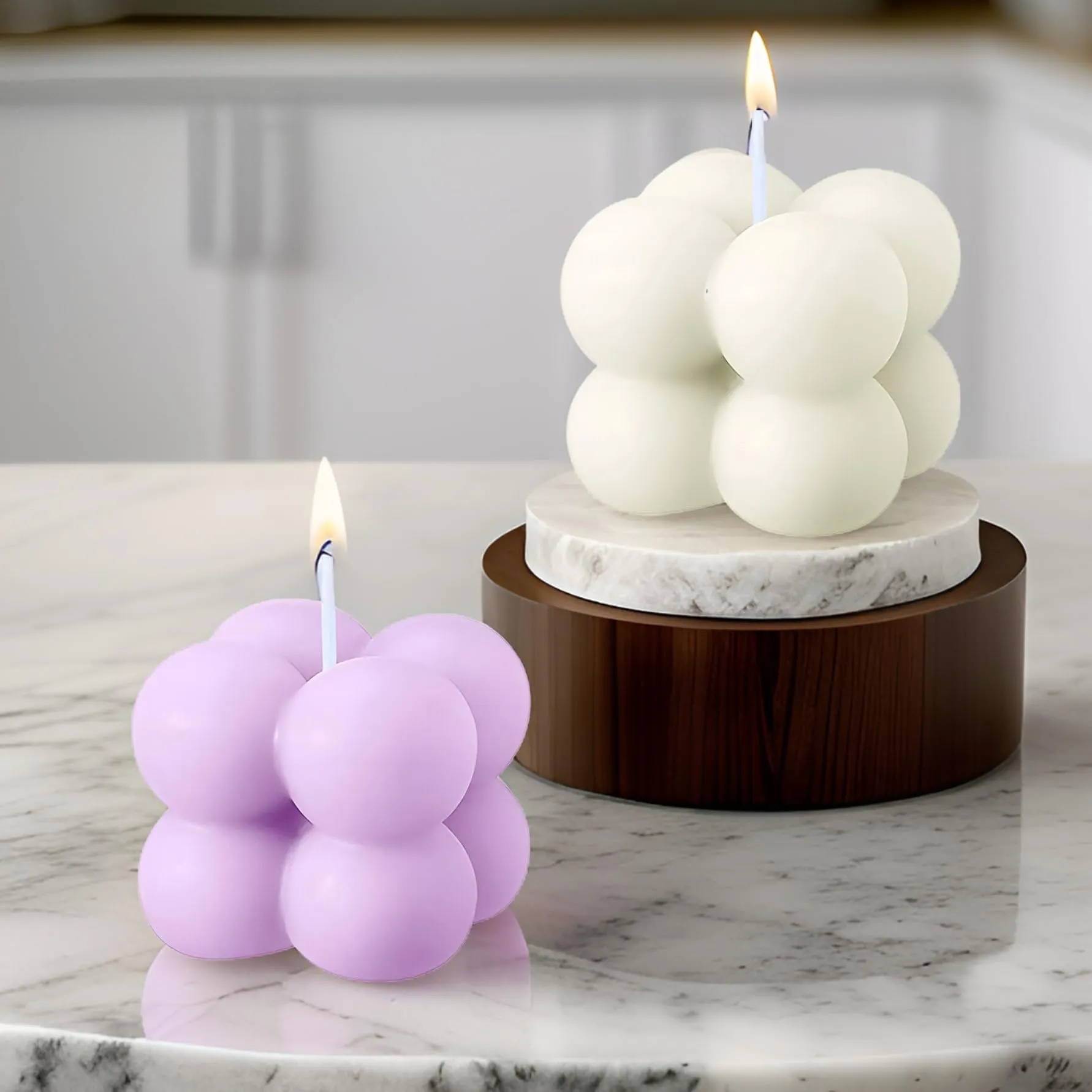 SS Enterprise Organic Soy Wax Bubble Candle for Home Decor | Scented Aromatic Fragrance Candles | Smoke-Free Pillar Candle