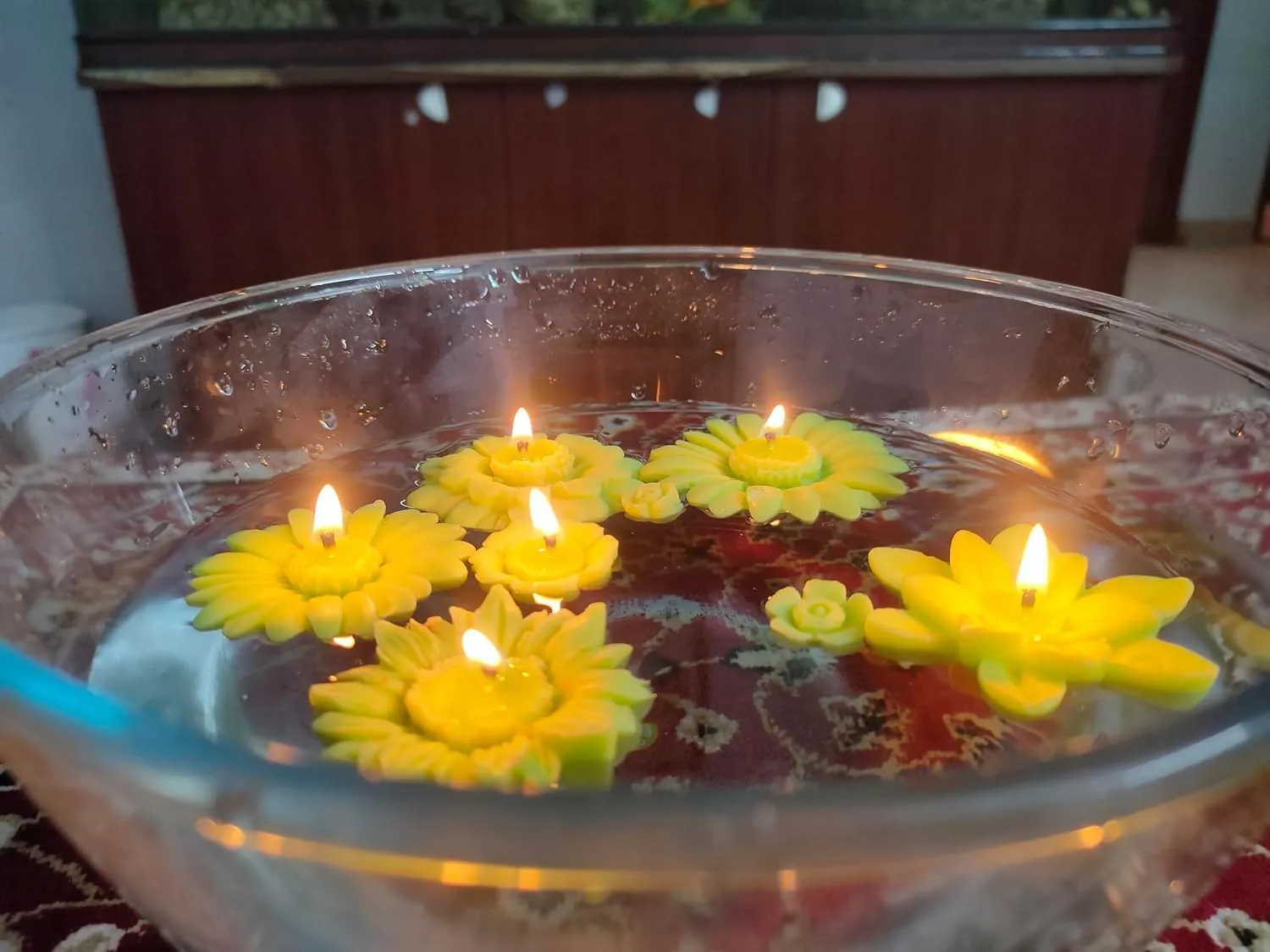 Floating Candle Set of 6 Candle | Diwali Candle Soya Wax Candle | Organic Candle | (Yellow)