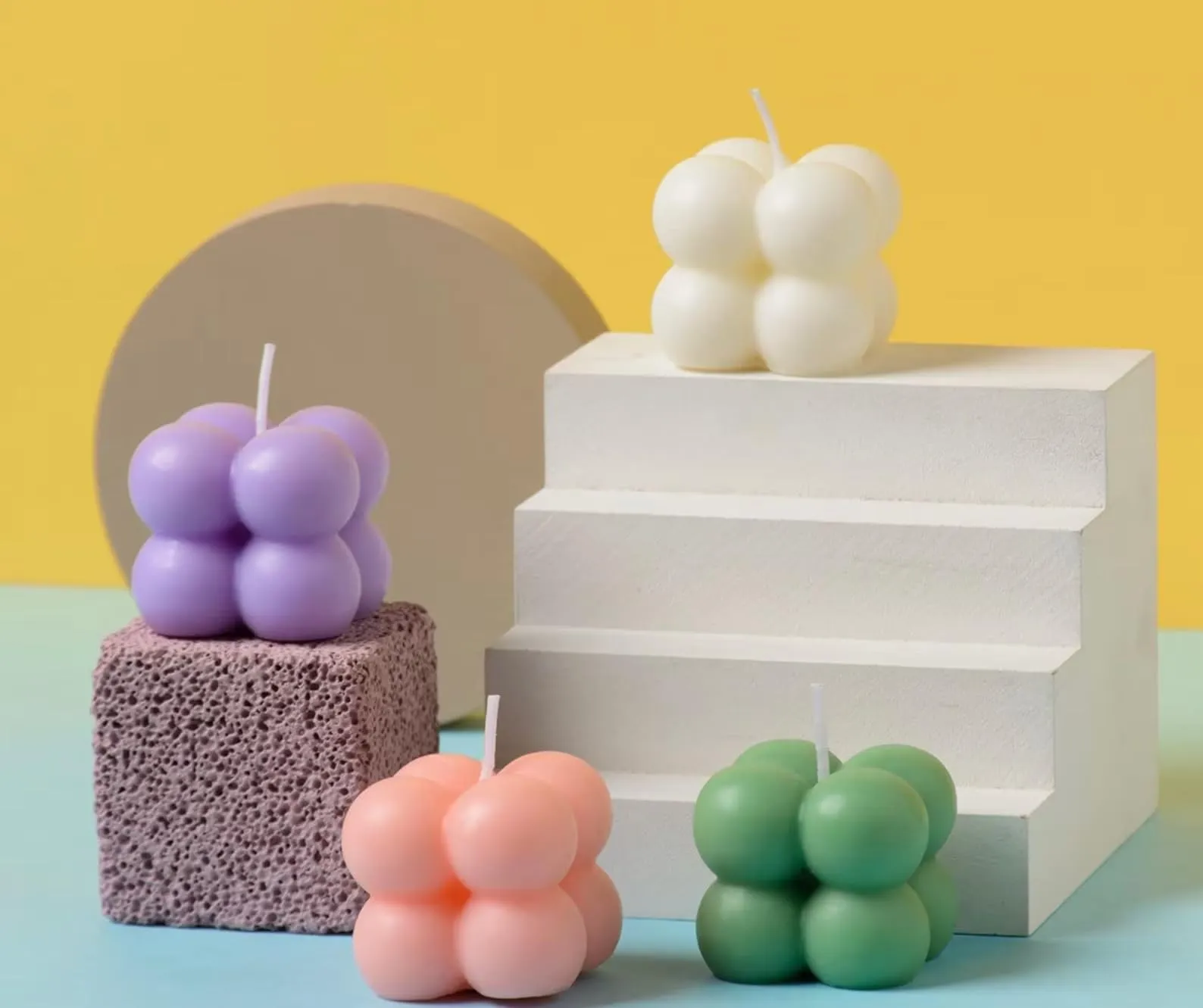 SS Enterprise Organic Soy Wax Bubble Candle for Home Decor | Scented Aromatic Fragrance Candles | Smoke-Free Pillar Candle