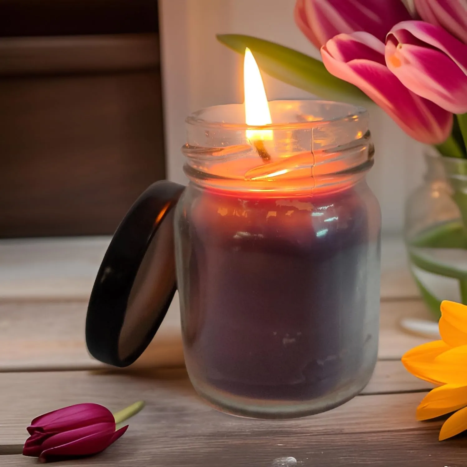 SS Enterprise Organic SOYA Wax Candles for Home Decor, Diwali, Valentine's Day, 44 Hours Burn Time, Set of 5, Stainless Steel Jars