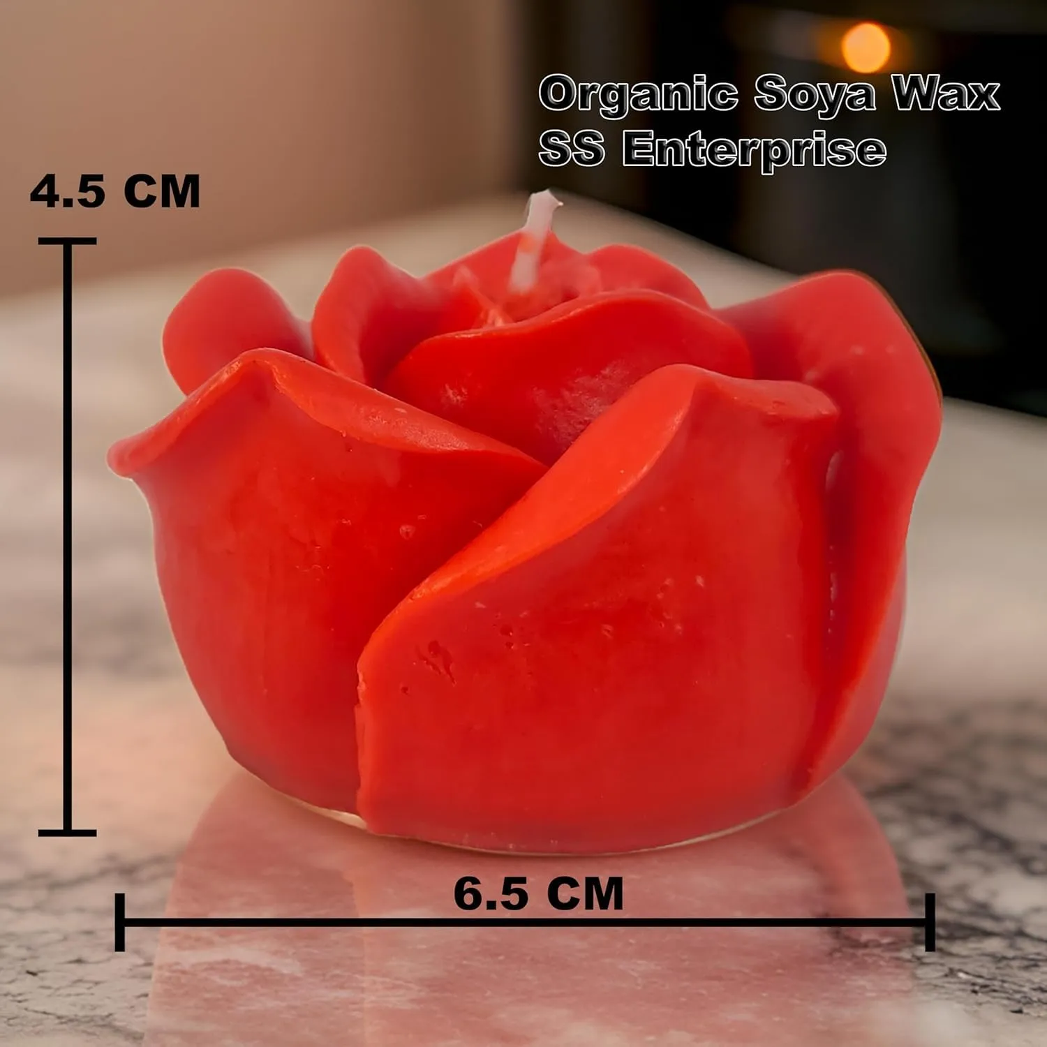 SS enterprise Rose Flower Shape for Home Decor | Romantic Fragrance | Smoke-Free | Romantic Night Pillar Candle (Pack of 1, Red)