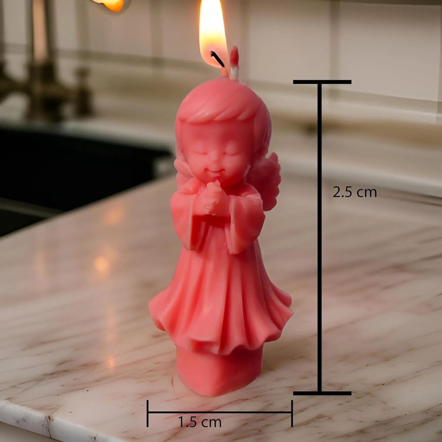 SS Enterprise Angel Candle, Romantic Night Home Decor, Red, Hand Painted, Christmas Ornament, Wedding Favour, Set of 1