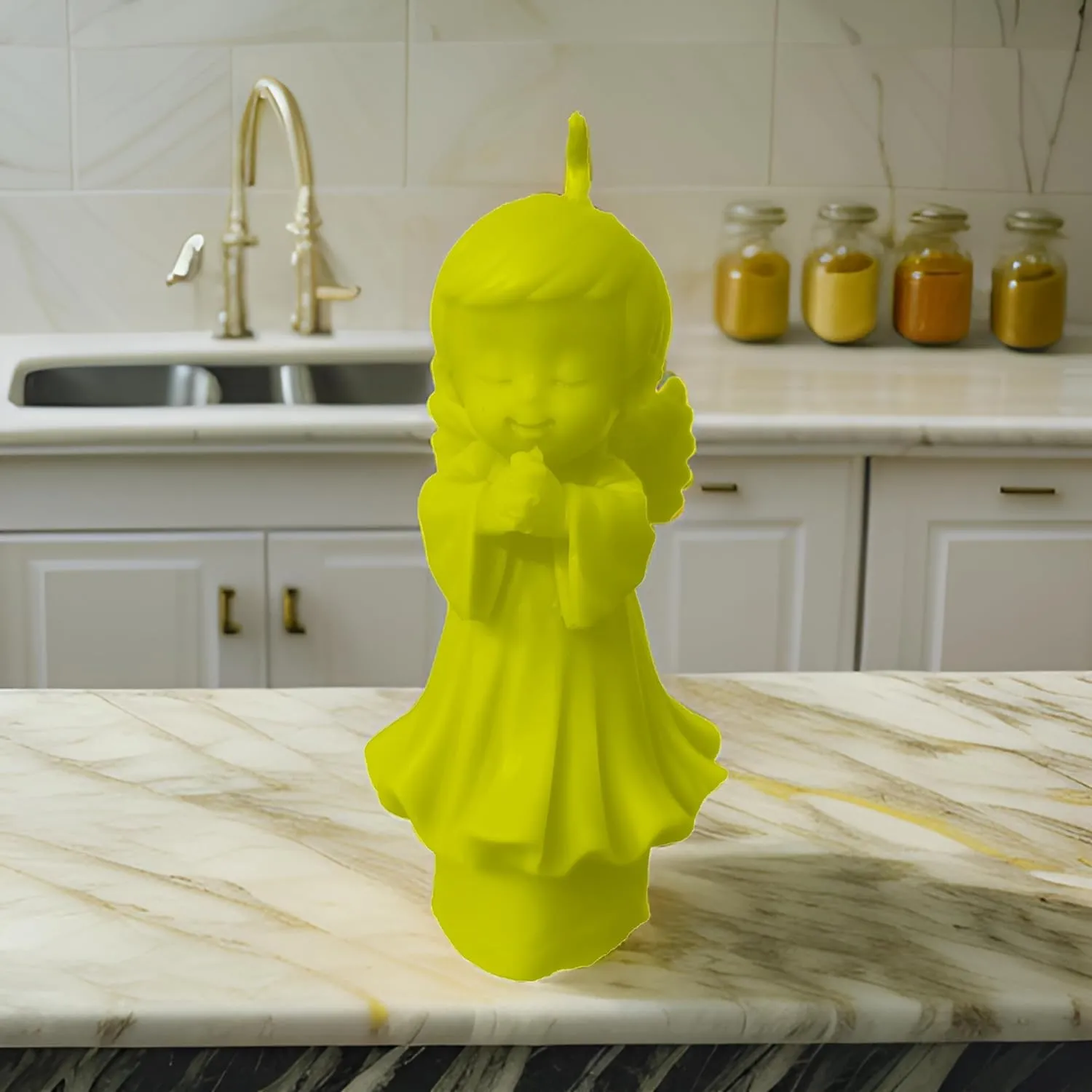 SS Enterprise Angel Candle, Romantic Night Home Decor, Giftable, Set of 1, Yellow Liquid Silicone Mold