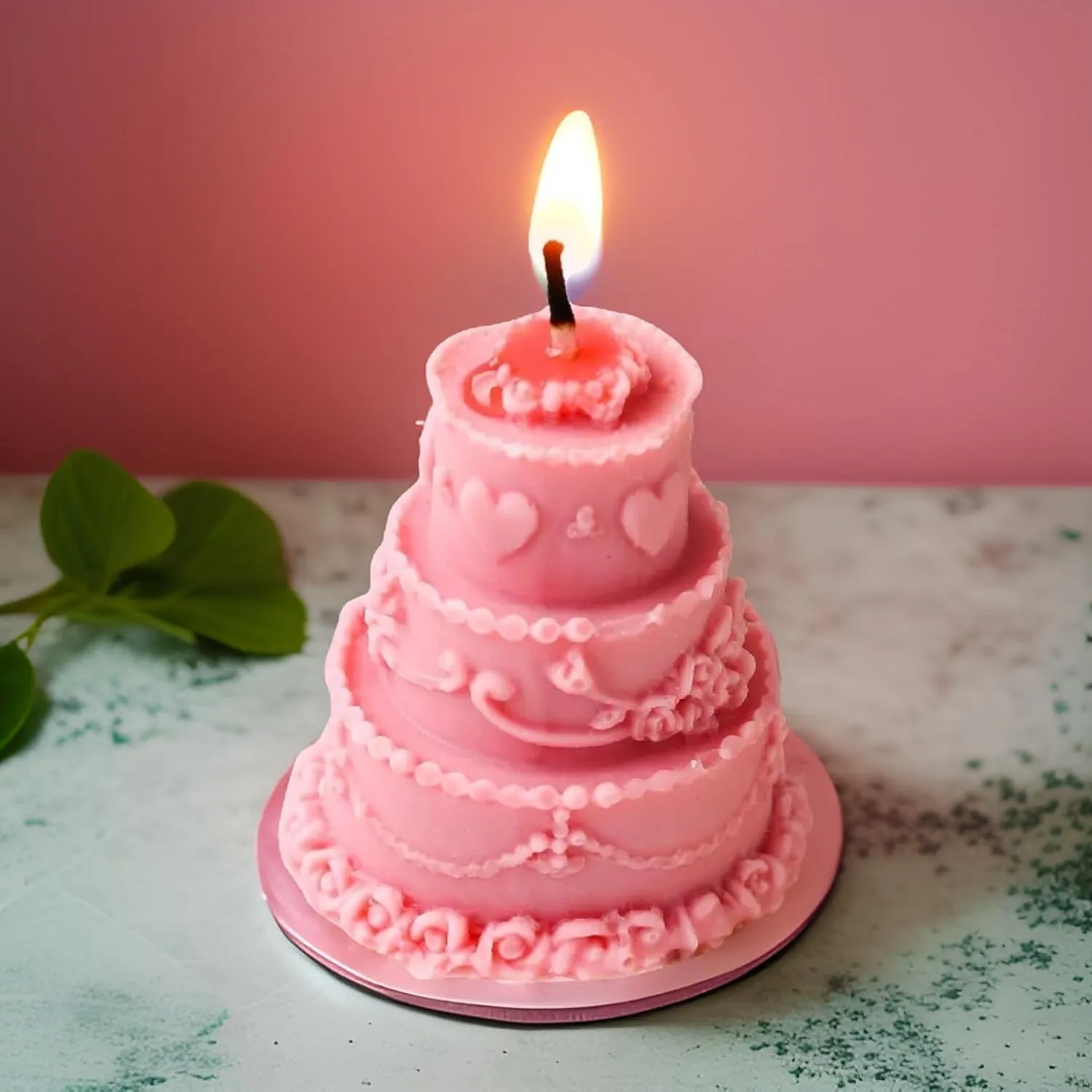 SS Enterprise Organic Soy Wax Cake Shape Designer Candle, Scented Aromatic Fragrance, Smoke-Free, Birthday Candle, Pack of 1, Green