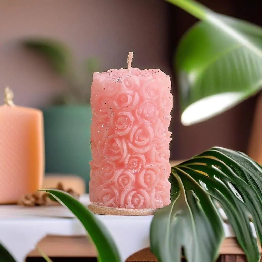 Rose Shaped Fragrance Candles for Home Decor, Smoke-Free, Romantic Night Pillar Candles, Pack of 2 Candle