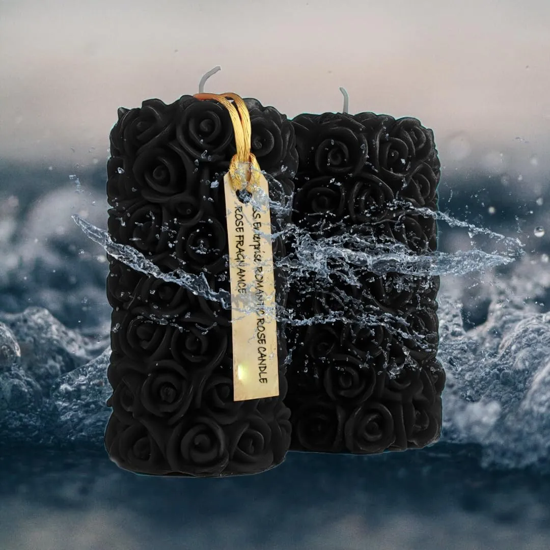 Rose Shaped Fragrance Candles for Home Decor, Smoke-Free, Romantic Night Pillar Candles, Pack of 2 Candle