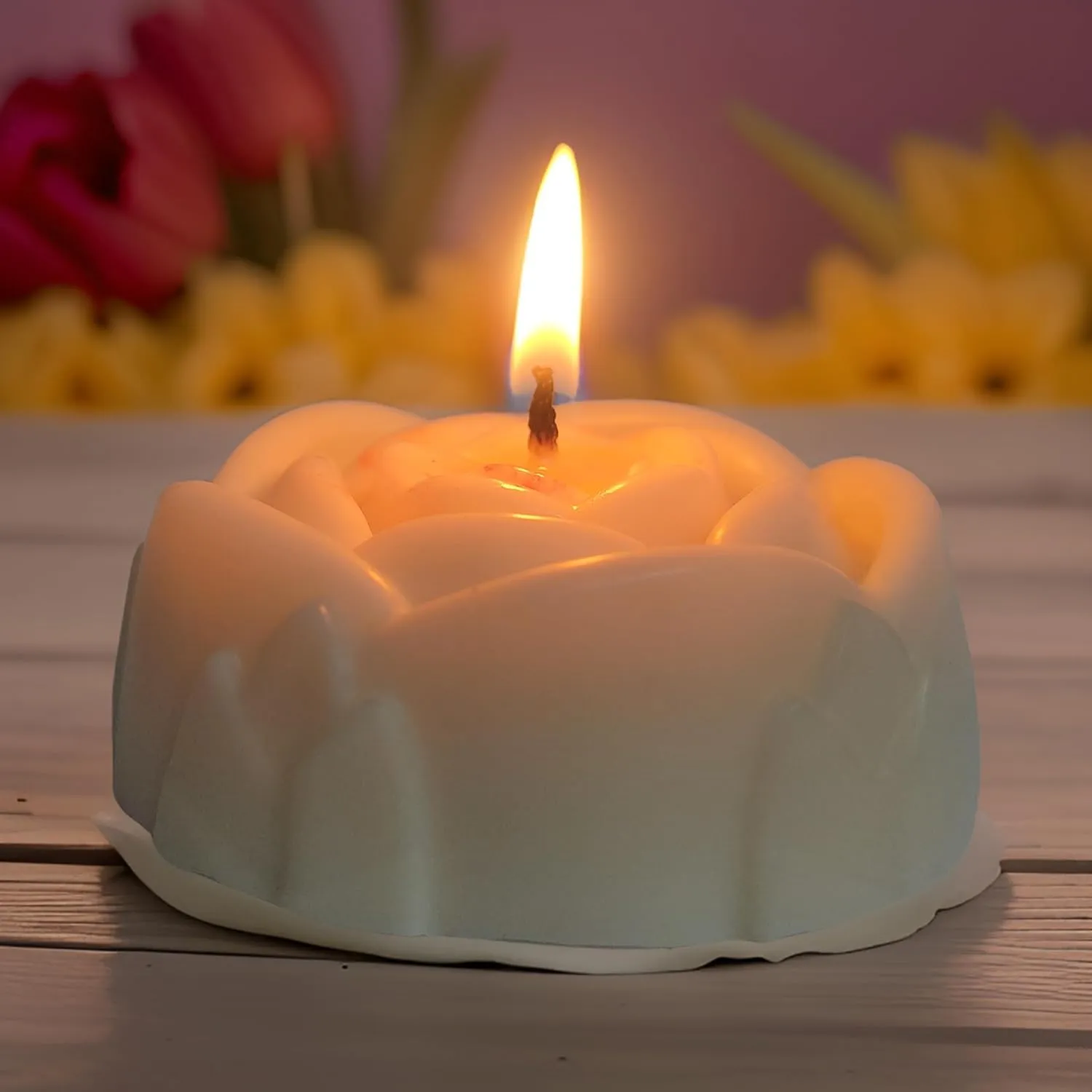 SS Enterprise Rose Shaped Soy Wax Organic Floating Tea Light Candles, Diwali Decoration, Christmas Festivals, Small Size