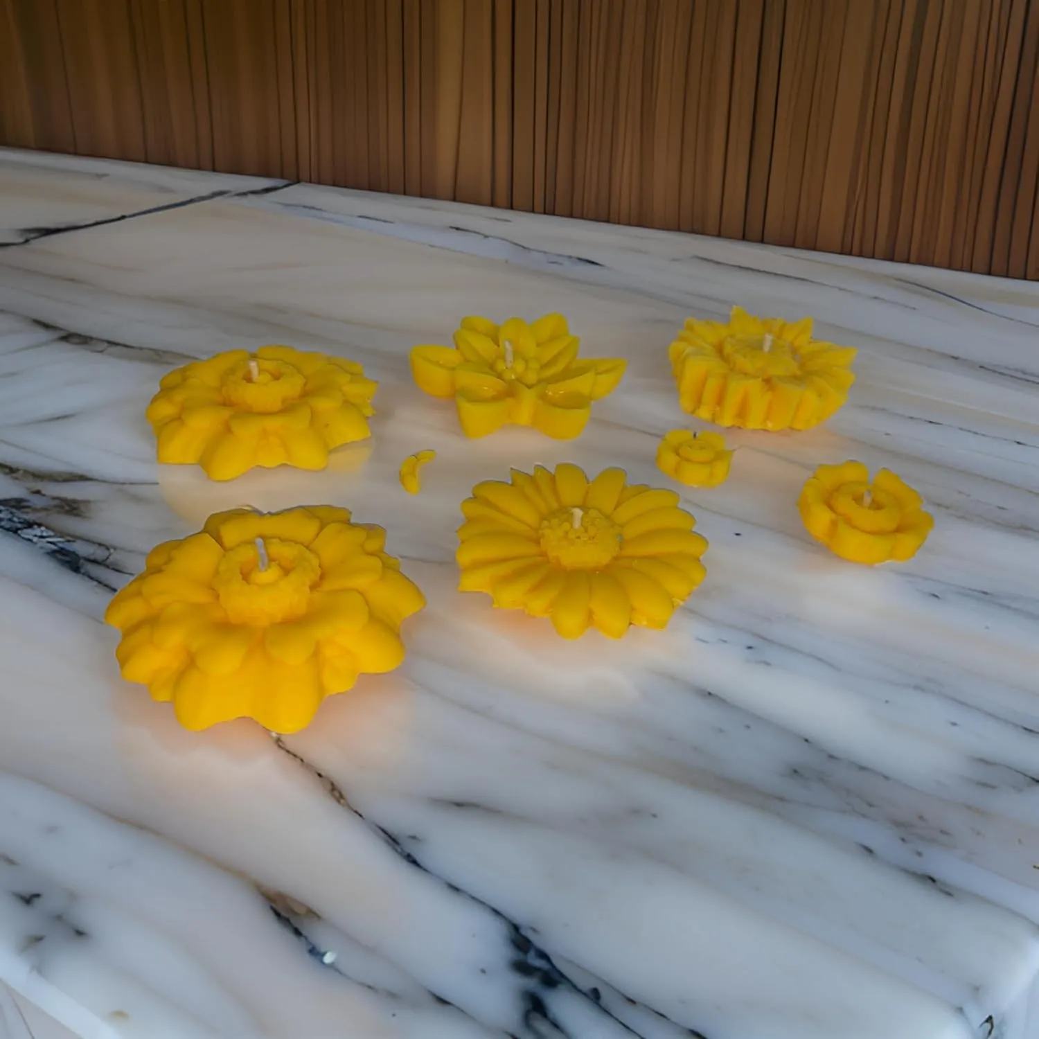 Floating Candle Set of 6 Candle | Diwali Candle Soya Wax Candle | Organic Candle | (Yellow)
