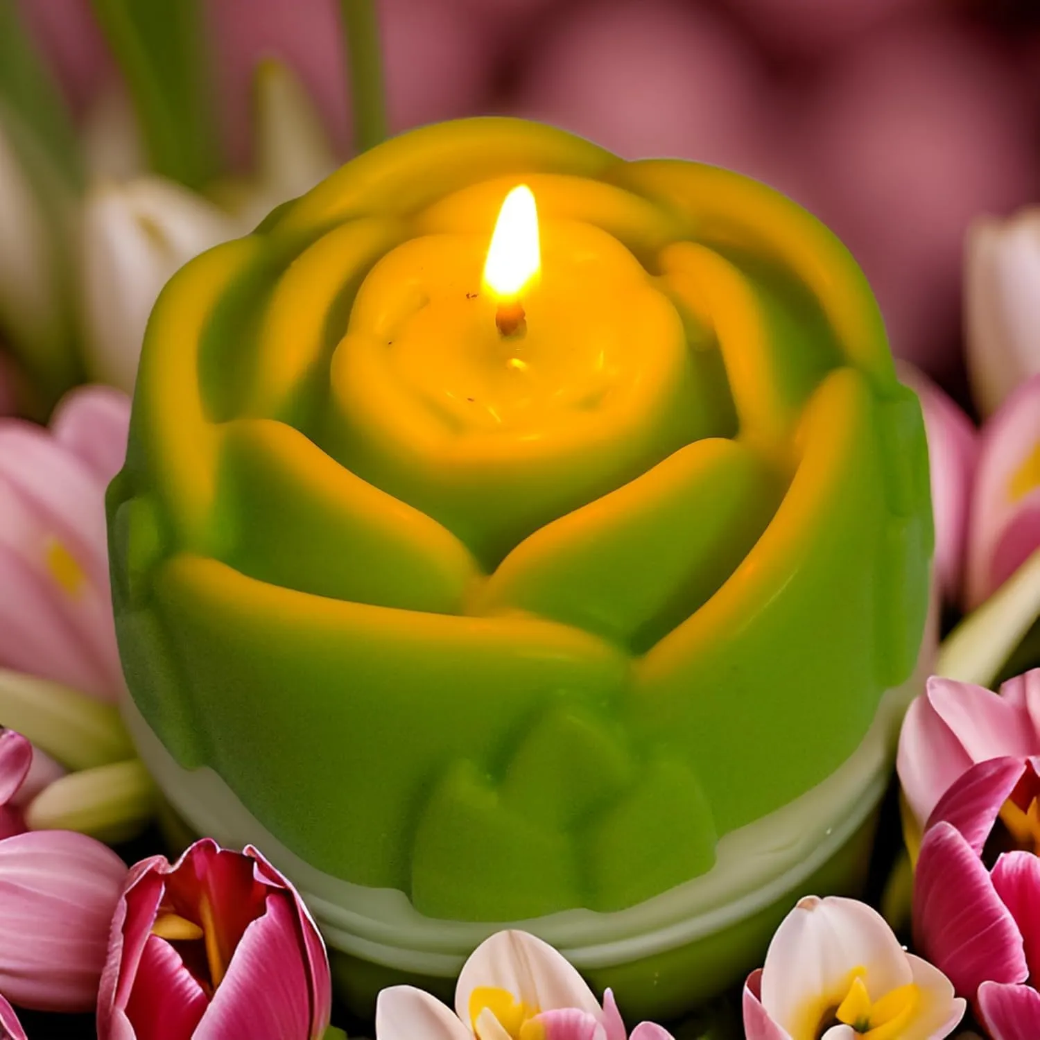 Rose Shaped Fragrance Candles for Home Decor, Smoke-Free, Romantic Night Pillar Candles, Pack of