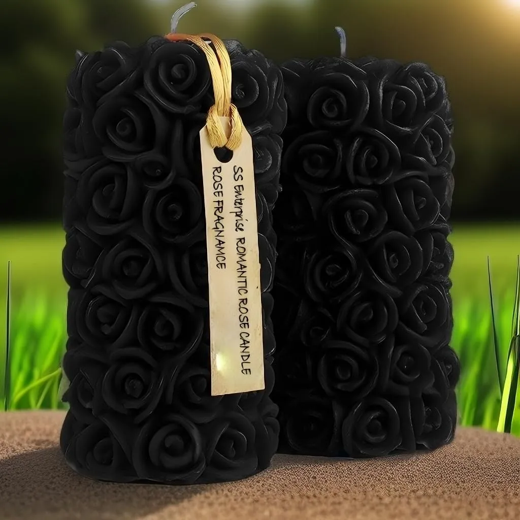 Rose Shaped Fragrance Candles for Home Decor, Smoke-Free, Romantic Night Pillar Candles, Pack of 2 Candle