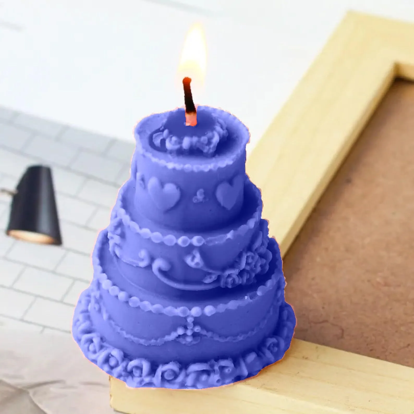 SS Enterprise Organic Soy Wax Cake Shape Designer Candle for Decoration | Scented Aromatic Fragrance Candles | Smoke-Free Cake| Birthday Candle