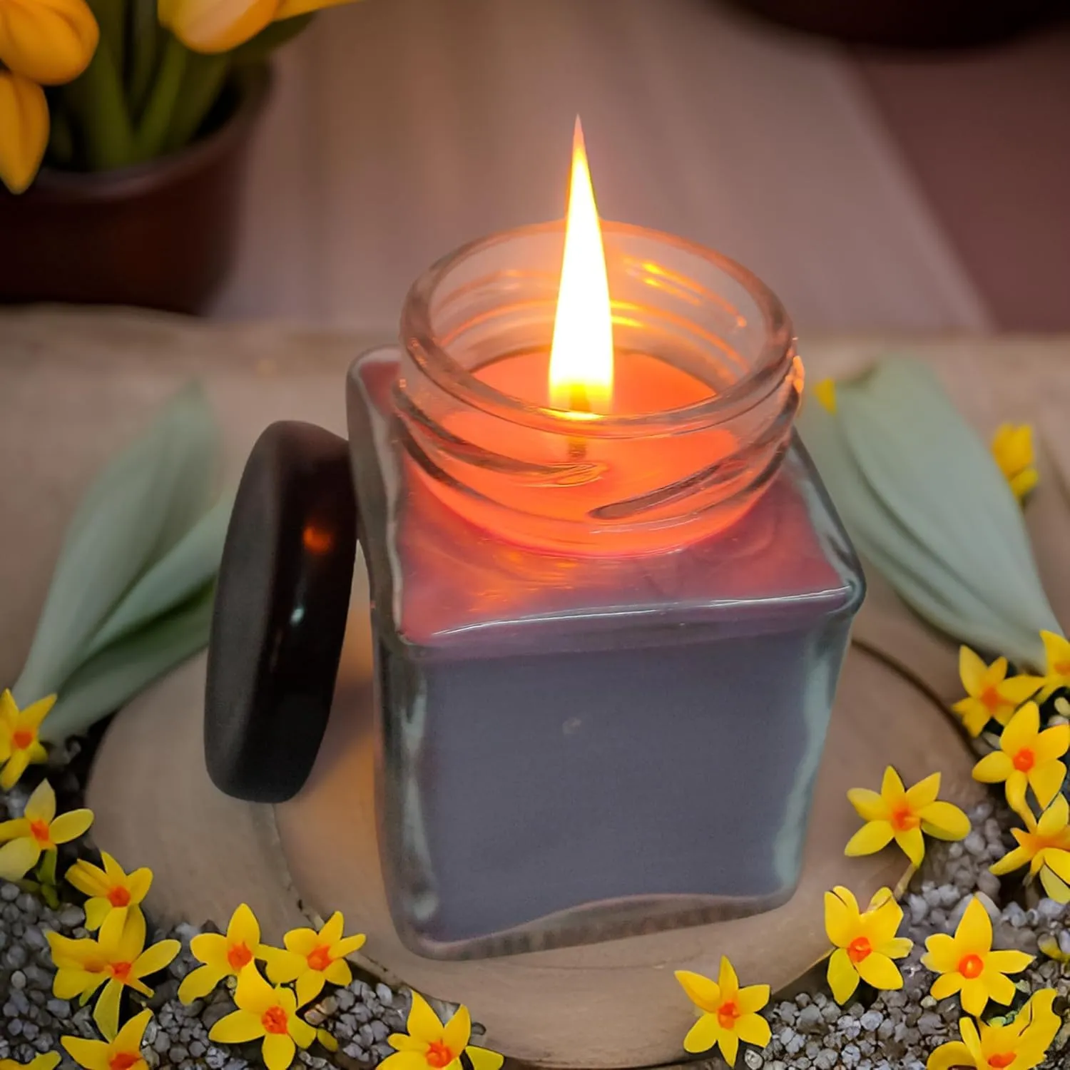 SS Enterprise Organic SOYA Wax Candles for Home Decor, Diwali, Valentine's Day, 44 Hours Burn Time, Set of 5, Stainless Steel Jars