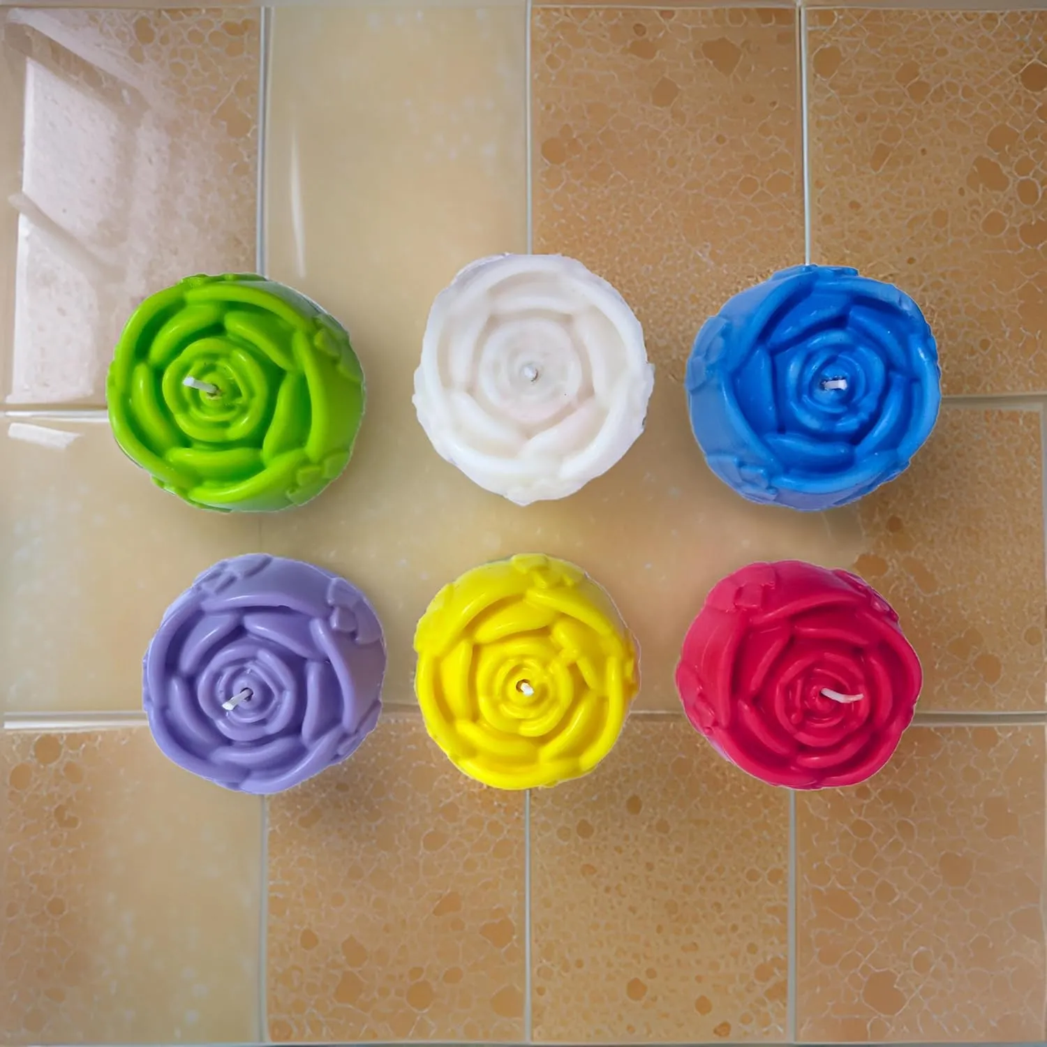 Rose Shaped Fragrance Candles for Home Decor, Smoke-Free, Romantic Night Pillar Candles, Pack of